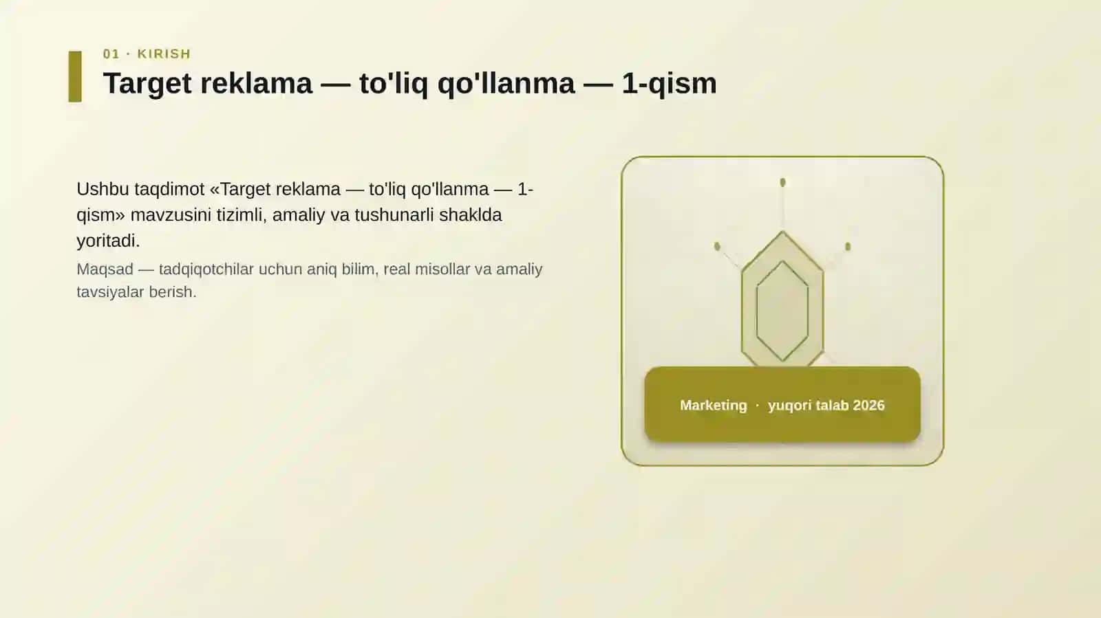 Target reklama — to'liq qo'llanma — 1-qism 3