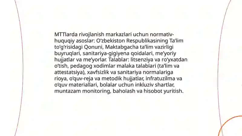 MTTlarida Rivojlanish markazlari ta'limiy faoliyati va ularga qo'yiladigan talablar 3