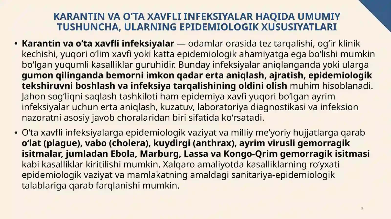 Karantin va o‘taxavfli infeksiyalar (KvaO‘XI) bilan kasallangan bemor aniqlangandayoki gumon qilingan davrach-shifokorning bajarishizharurbo‘lgan vazifalari 3