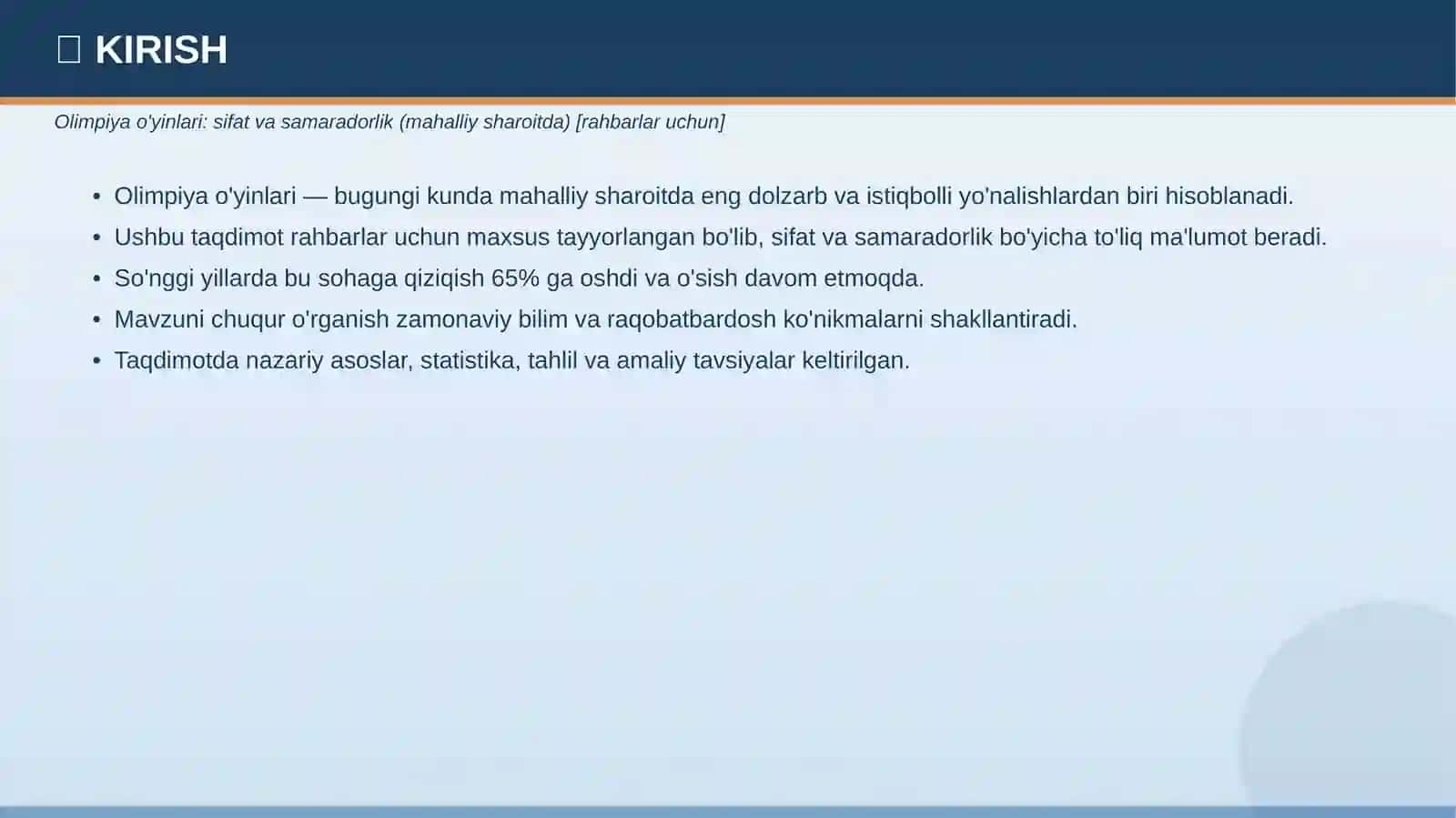 Olimpiya o'yinlari: sifat va samaradorlik (mahalliy sharoitda) [rahbarlar uchun] 3