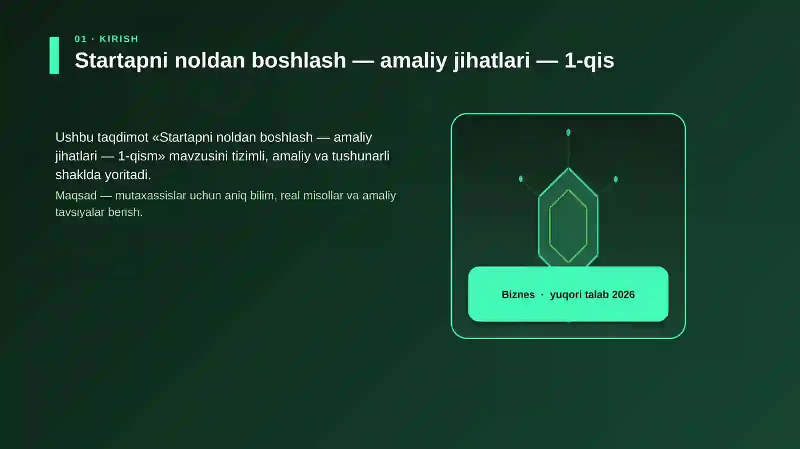 Startapni noldan boshlash — amaliy jihatlari — 1-qism 3