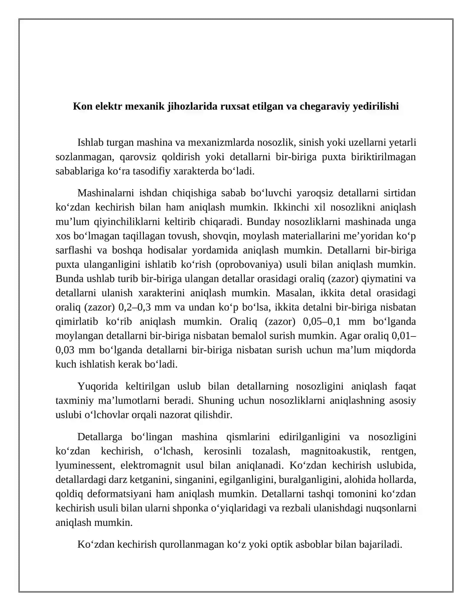 Kon elеktr mехanik jihozlaridagi yedirilishlarni va nosozliklarni aniqlash 3