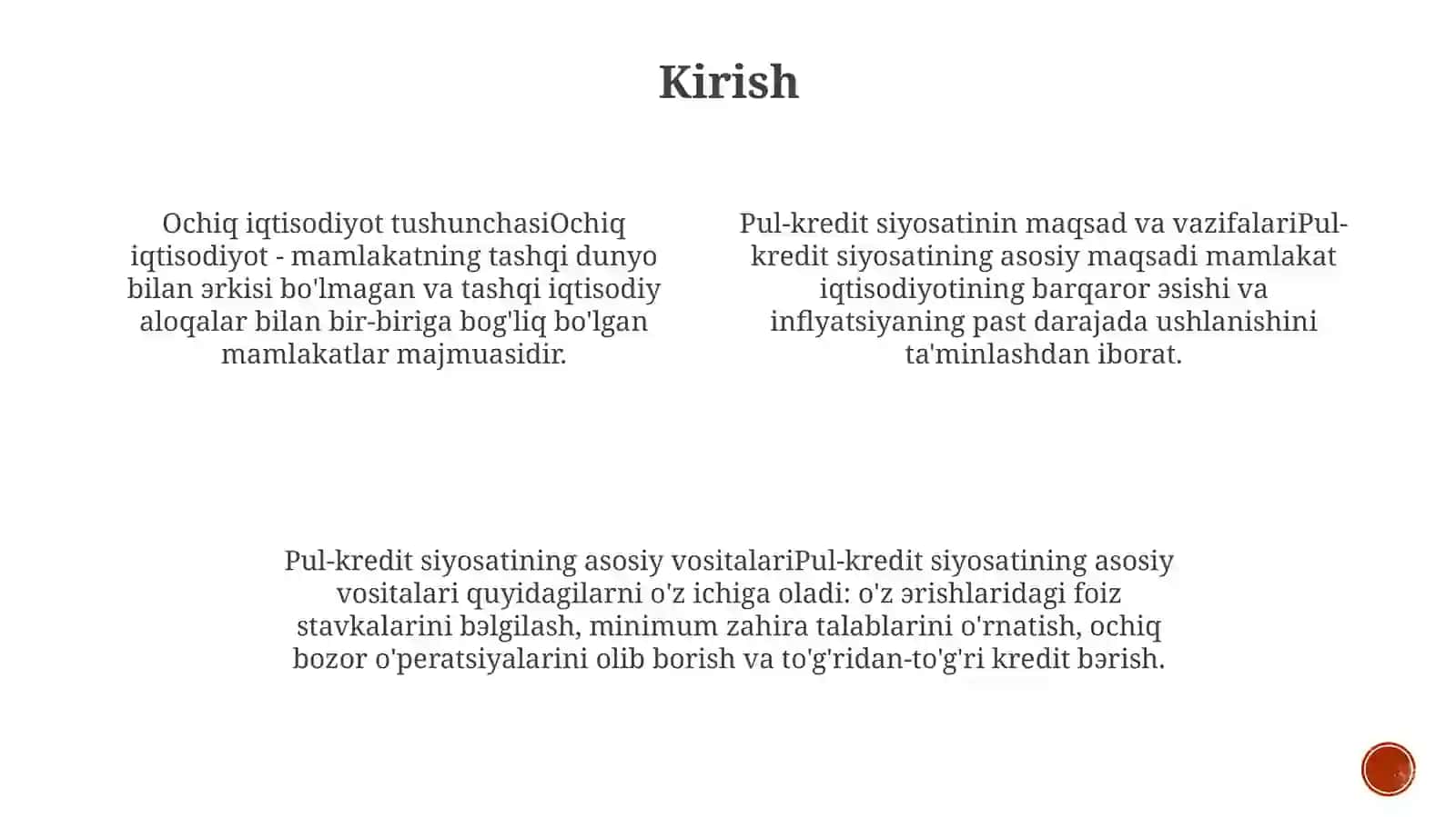Ochiq Iqtisodiyotda Pul-Kredit Siyosati 3