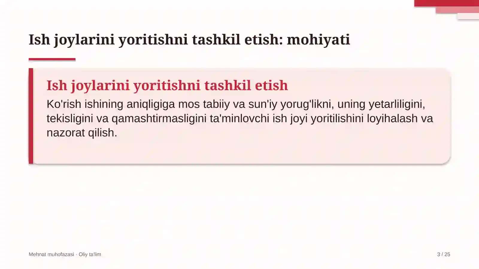 nevrologiya bo'limlarida ish joylarini yoritishni tashkil etish 7700 3