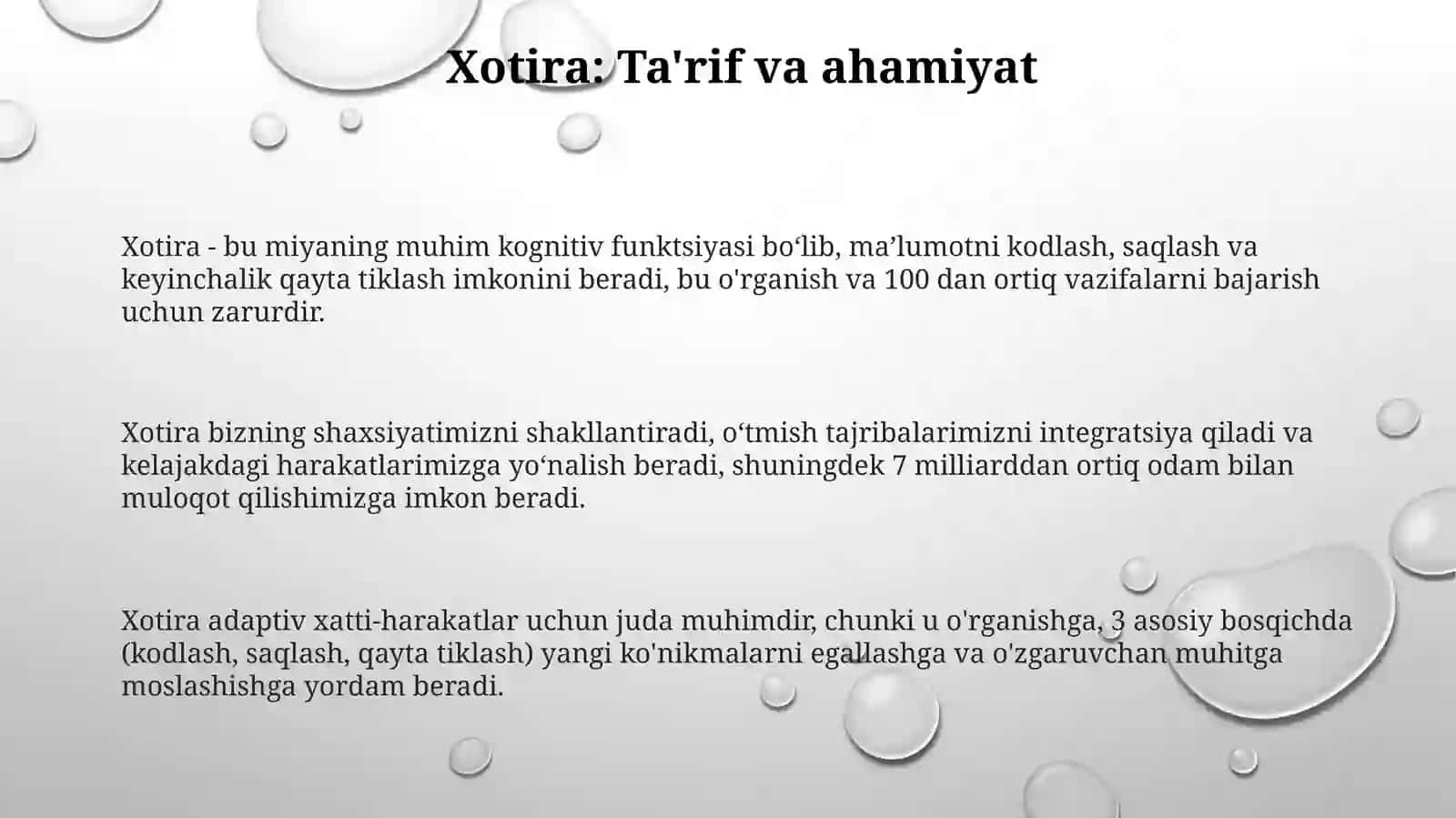 Xotira.Xotiraturlari.Xotirajarayonlari 3