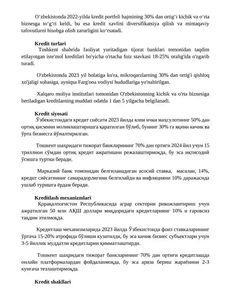 Kreditning zarurligi, funksiyalari, turlari va shakllari 3