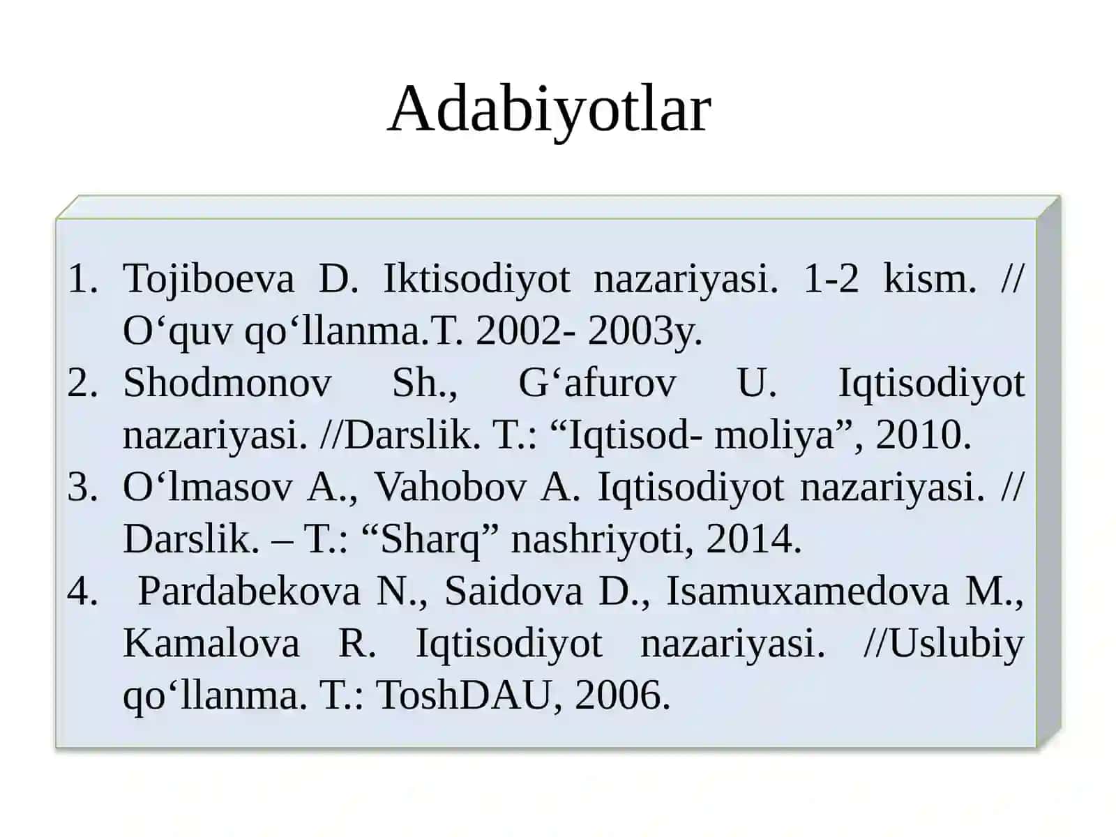 BOZOR IQTISODIYoTINING MAZMUNI VA BELGILARI.OʻZBEKISTONDA BOZOR IQTISODIYoTIGA OʻTISh DAVRINING XUSUSIYaTLARI 3