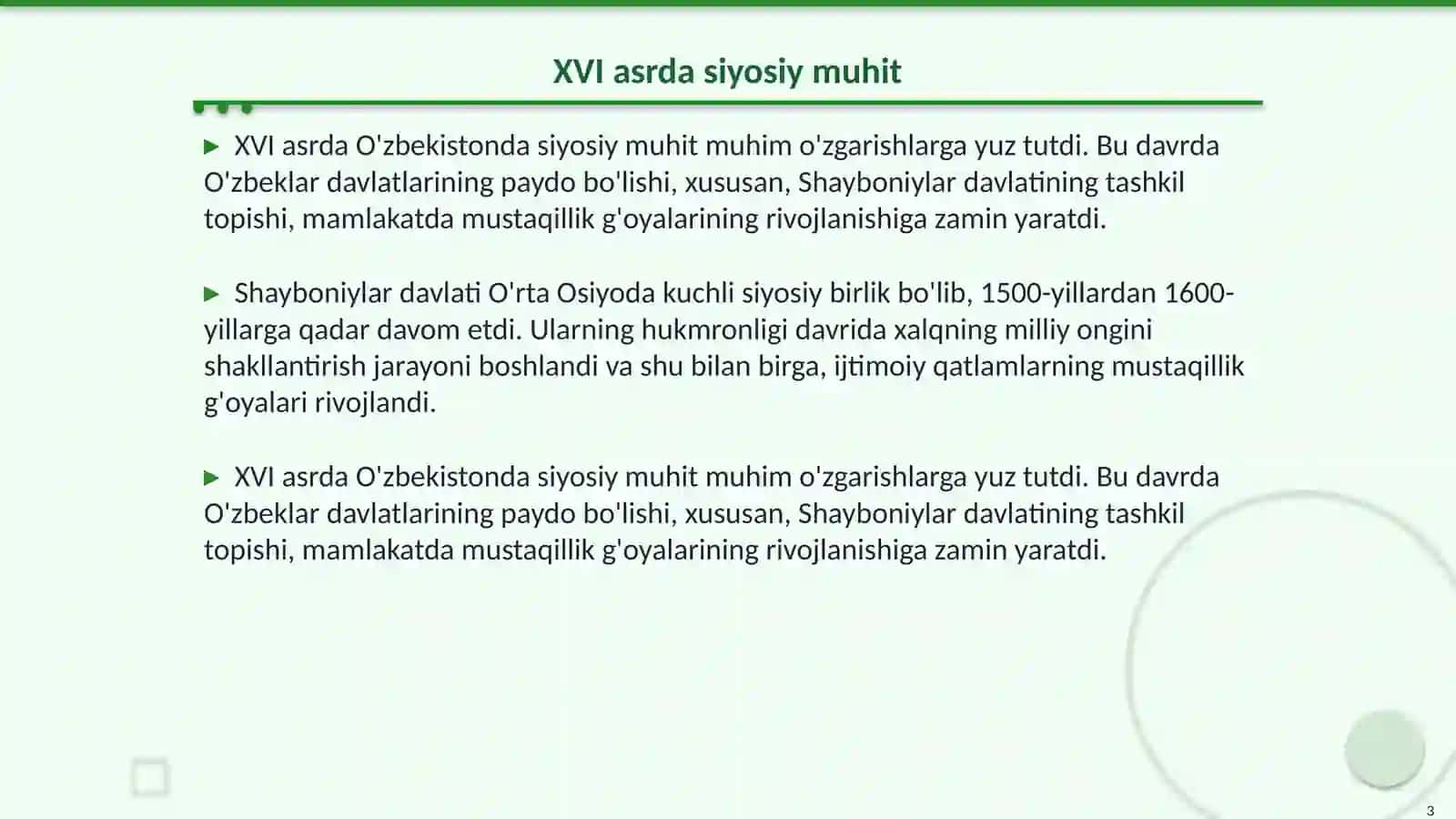 O'zbekistonda mustaqillik g'oyalarining tarixiy asoslari (XVI-XX asrlar) 3