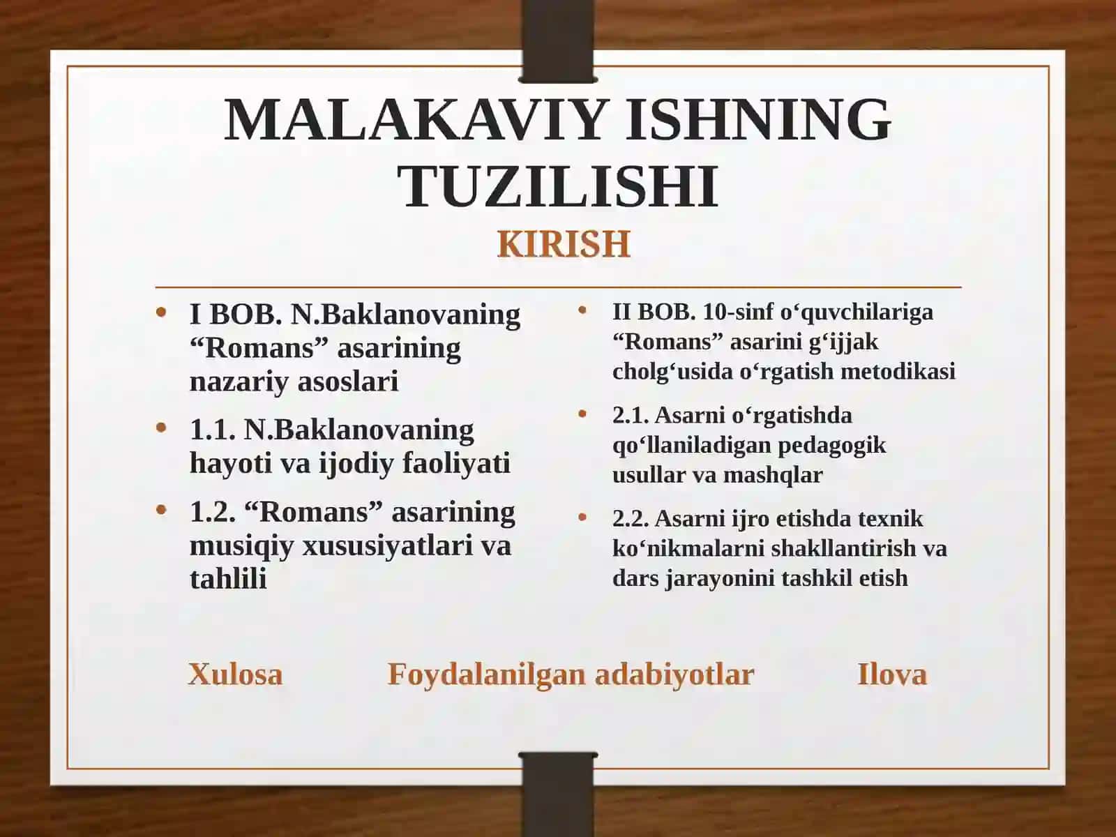 N.Baklanovaning "Romans" asarini g‘ijjak cholg‘usida o‘rgatish metodikasi 3