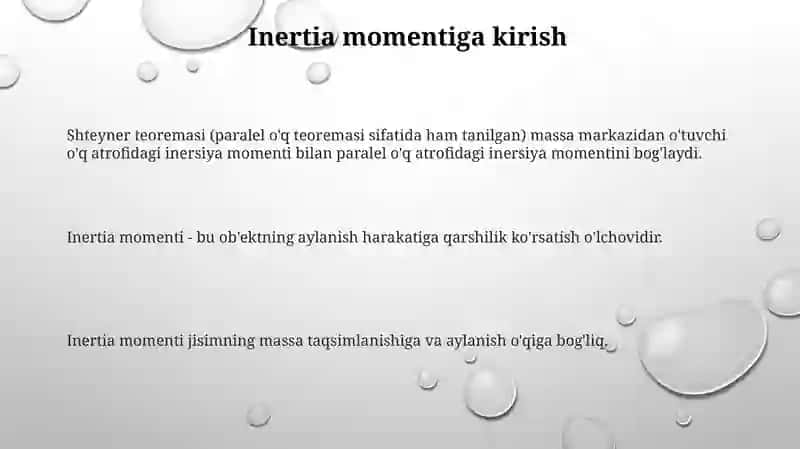 Inersiya momenti.Shteyner teoremasi 3