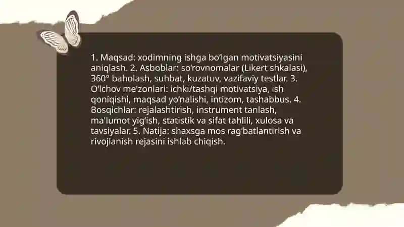 Shaxsning o'z faoliyatiga bo'lgan munosabatini tashxis qilish treninglari 3