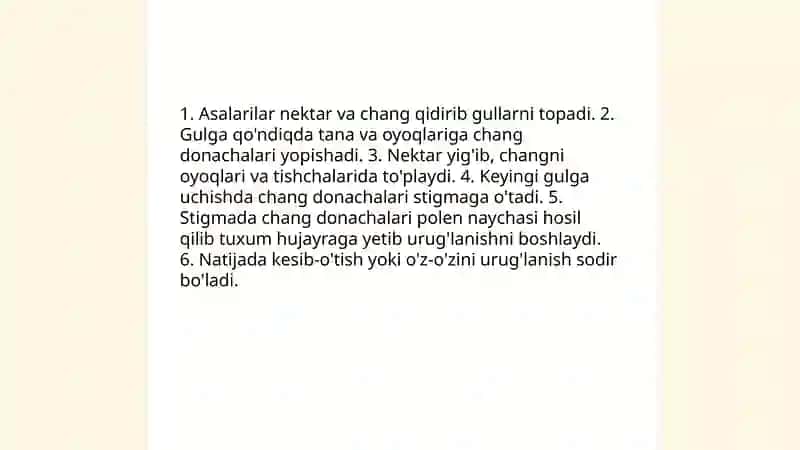 O'simliklarni asalarilar yordamida changlatishi 3