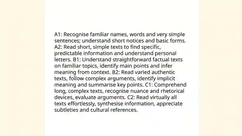 Assessing reading from A1- C2 level 3