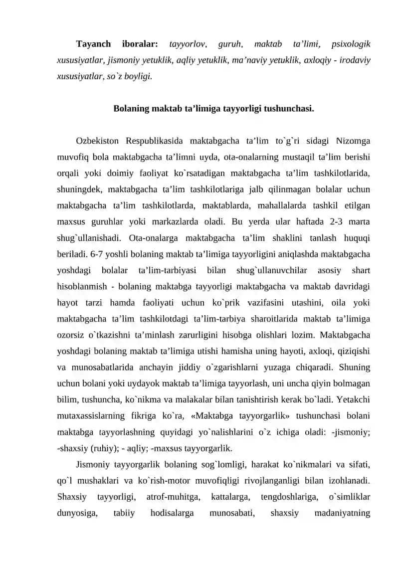 Bolalarni maktab talimiga tayyorlash metodikasining maqsad va vazifalari 3
