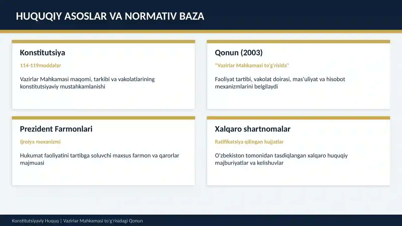 O'ZBEKISTON RESPUBLIKASI VAZIRLAR MAHKAMASI TO'G'RISIDAGI QONUN 3