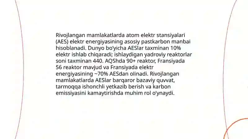 Rivojlangan mamlakatlarda mavjud AESlar. AESlarni kelajakda kutilayotgan istiqbolli yo'llari 3