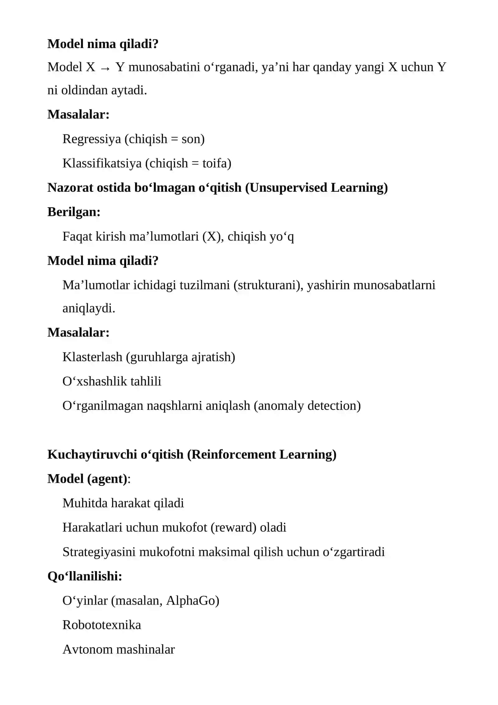 Mashinali o‘qitish usullari va algoritmlari 3