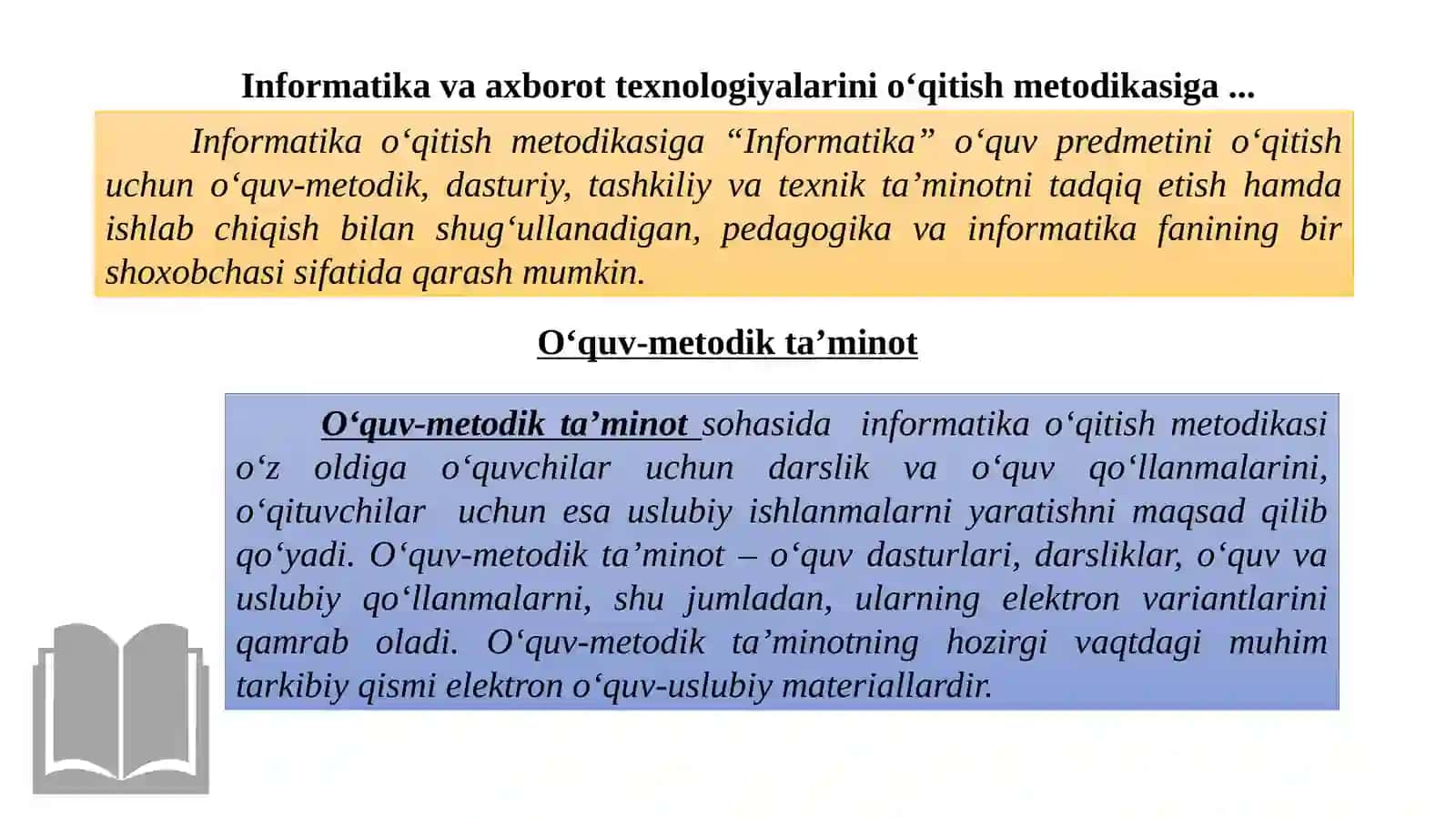 INFORMATIKA VA AXBOROT TEXNOLOGIYALARINI O‘QITISH METODIKASI 3