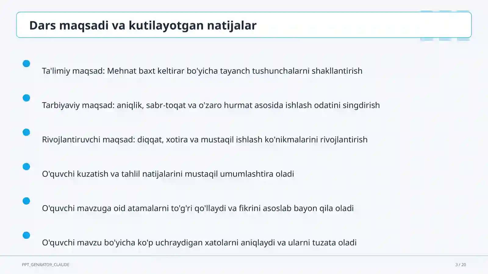 Mehnat baxt keltirar (3-sinf) 3