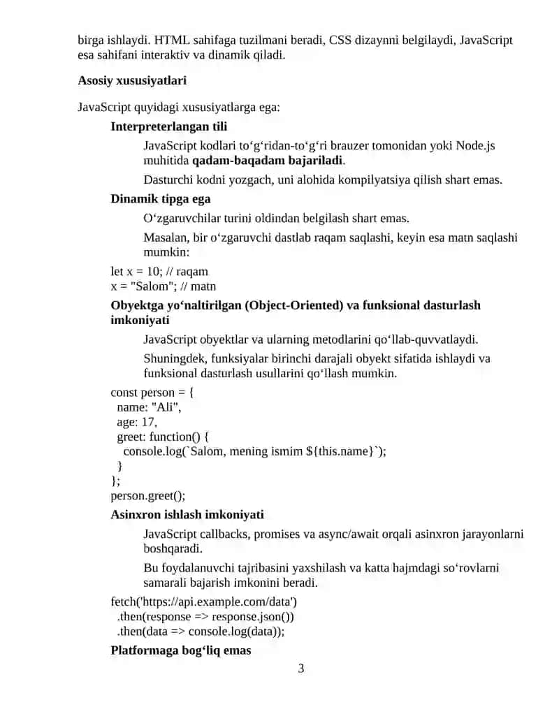 JavaScript dasturlash tiliga kirish 3