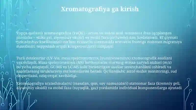 Xromatografik tahlil usullaridan foydalanish 3