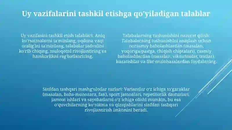 O'Quvchilar Uy Vazifalari 3