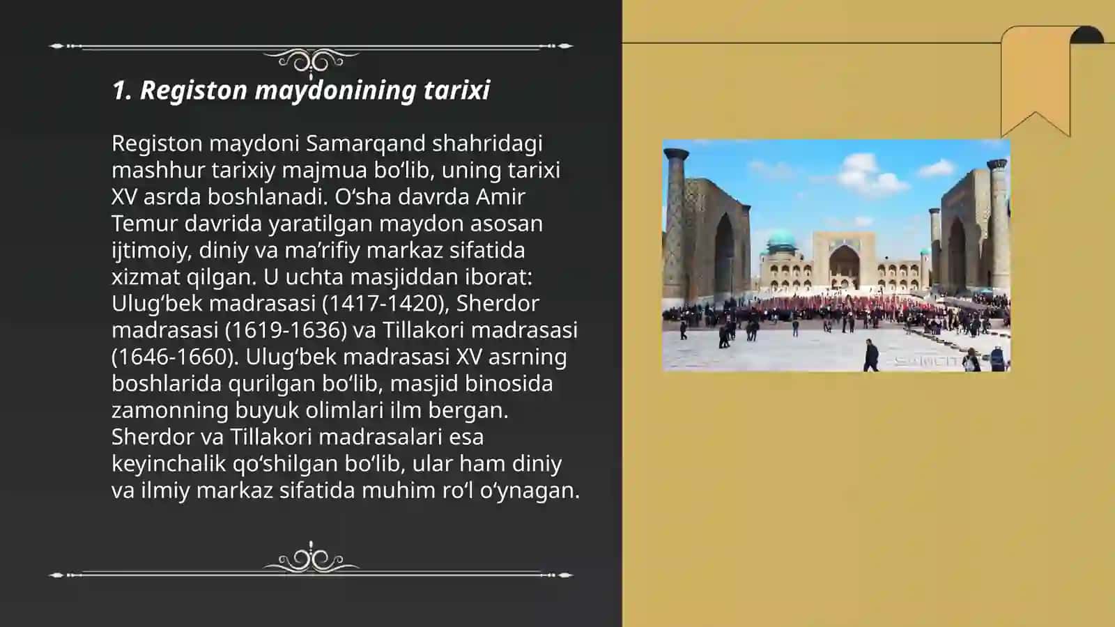 Registon maydoni Samarqand maydani 3