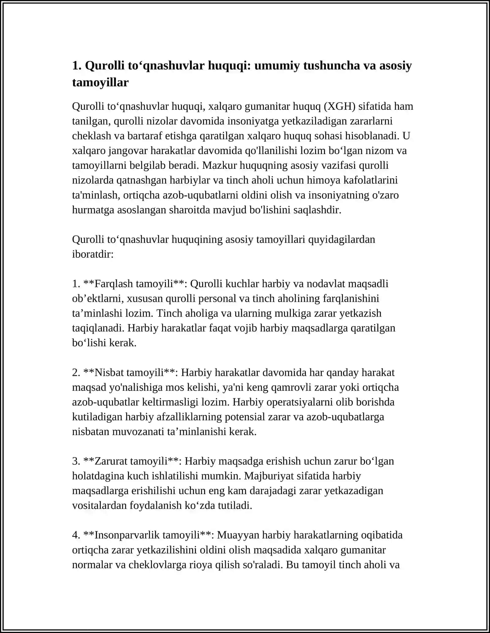 QUROLLI TOʻQNASHUVLAR HUQUQI VA UNING FARQLOVCHI TIMSOLI VA BELGILARI 3
