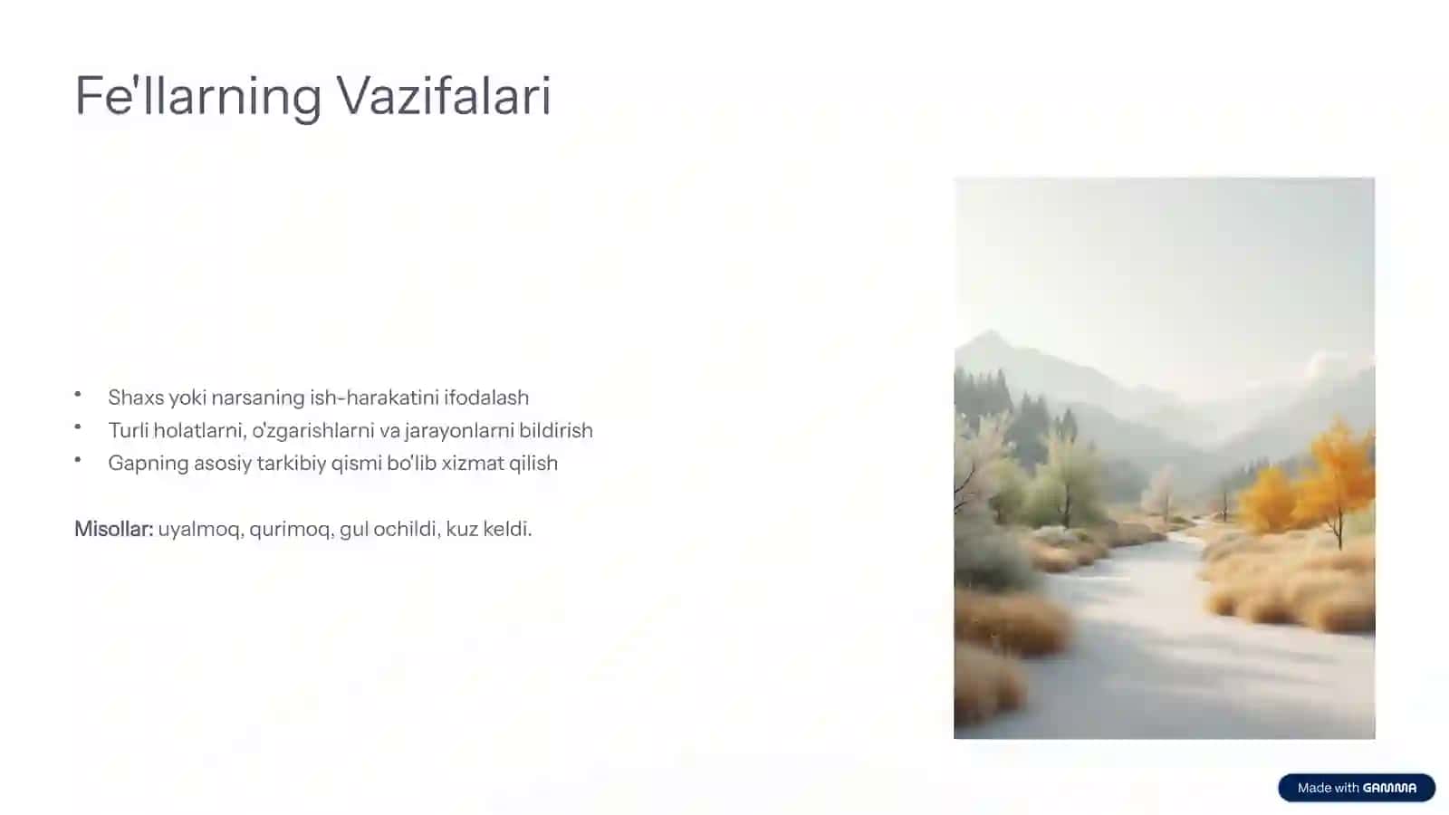 Fe'l So'z Turkumi: Harakat va Holat Tili 3