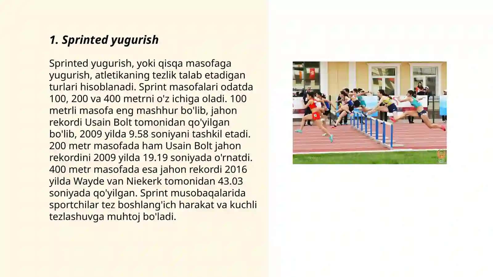 Yengil atletika bo'limlari va ularning turkumlari 3