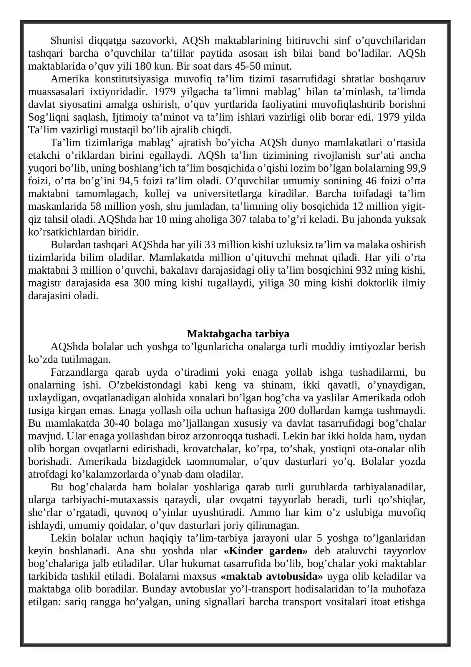 Amerika qo’shma shtatlarida ta’lim tizimlari 3