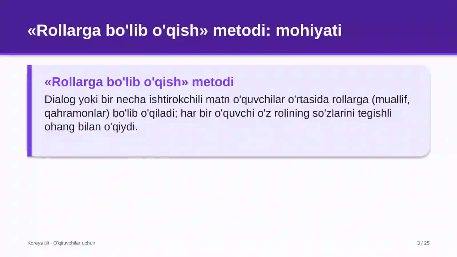 koreys tili darslarida rollarga bo'lib o'qish metodidan foydalanish 4479 3