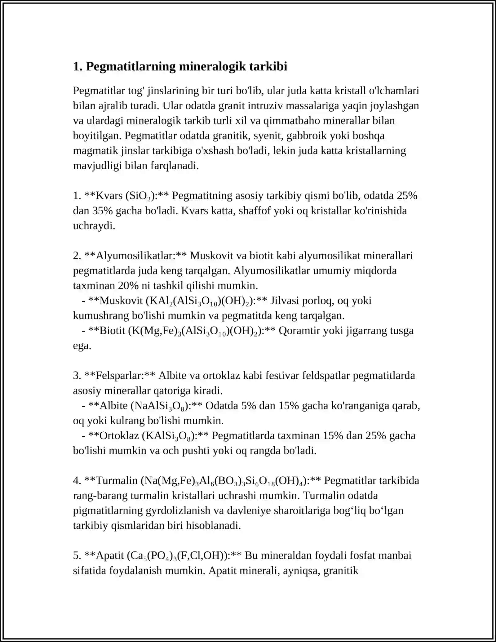 PEGMATIT JARAYONLARNING GEOKIMYOSI 3