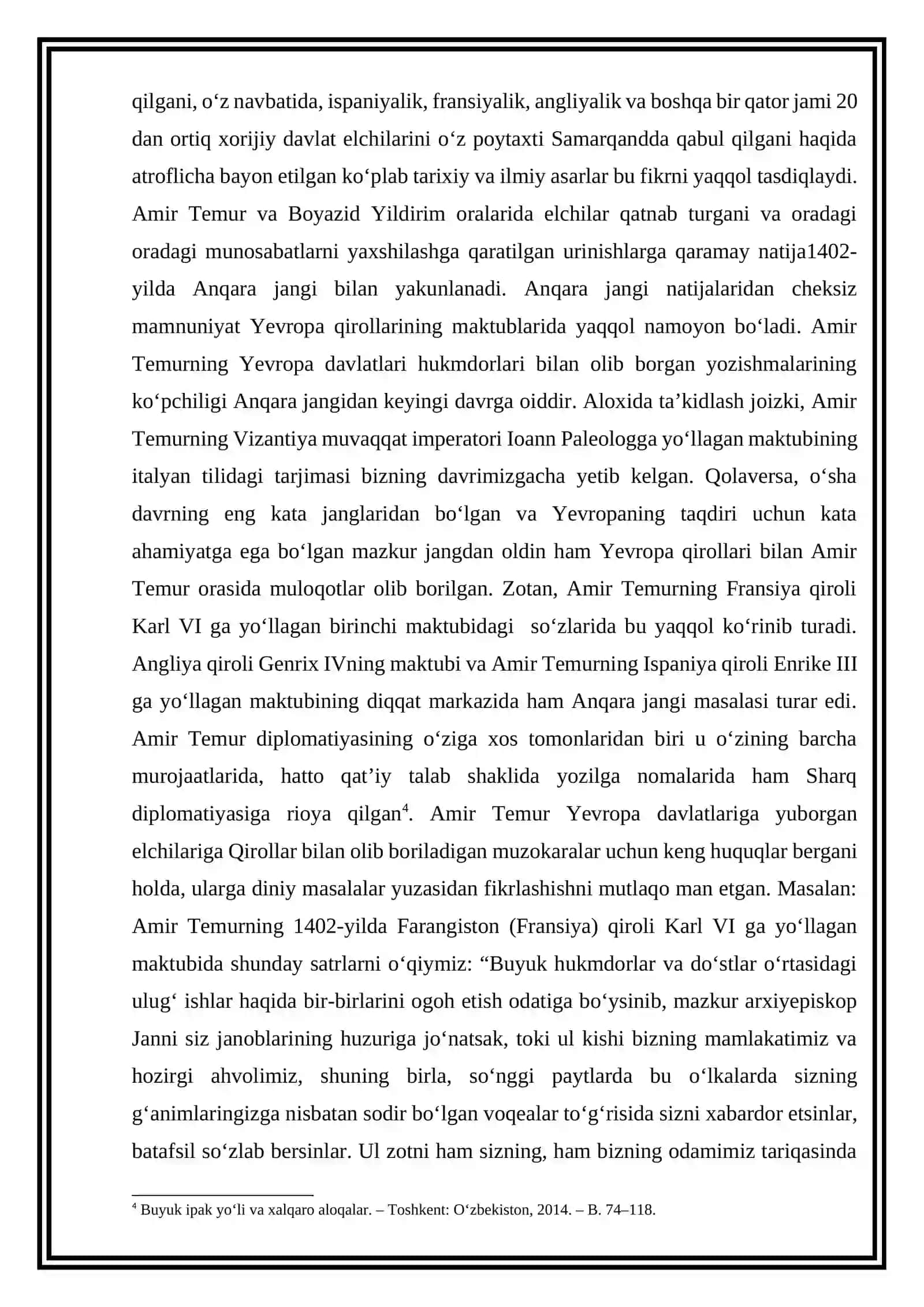 Yevropa davlatlari bilan aloqalarning yo‘lga qo‘yilishi. Manfaatlar umumiyligi mavzusida tezis (maqola) loyihasini tayyorlash 3
