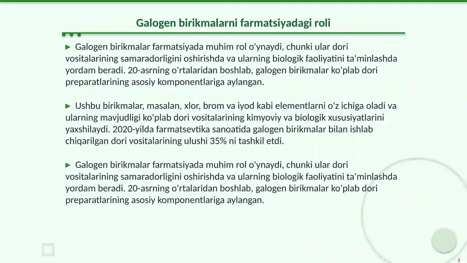Galogen birikmalarni farmatsiyadagi ahamiyati 3