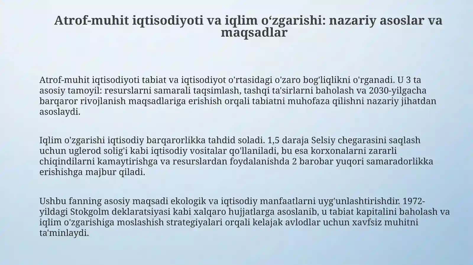Atrof-muhit iqtisodiyoti va iqlim o‘zgarishi 3