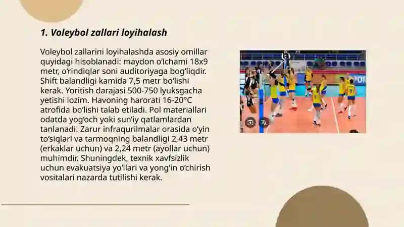 Voleybol sport turining moddiy-texnik bazasi 3