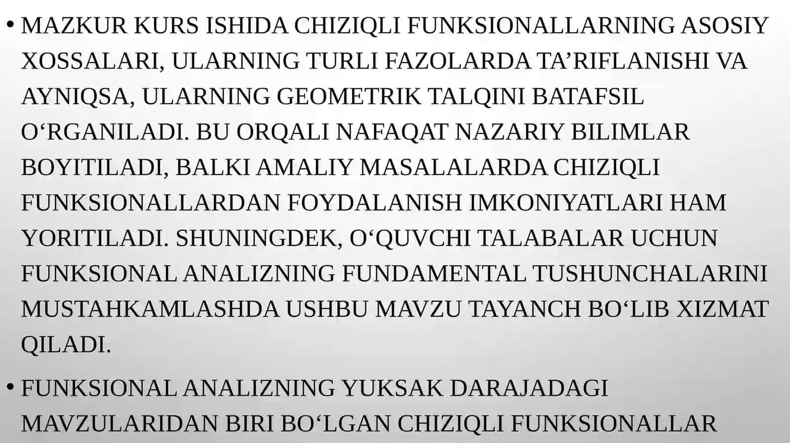 “Funksional analiz” fanidan “Chiziqli funksionalning geometrik ma’nosi” mavzusidagi kurs ishi 3