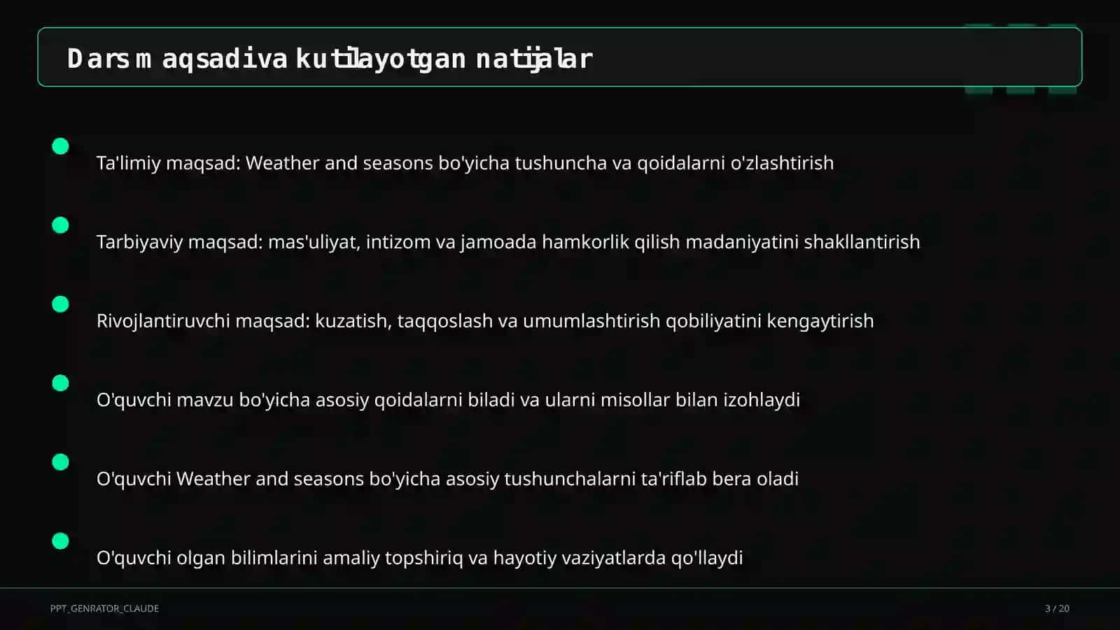 Weather and seasons (4-sinf) 3