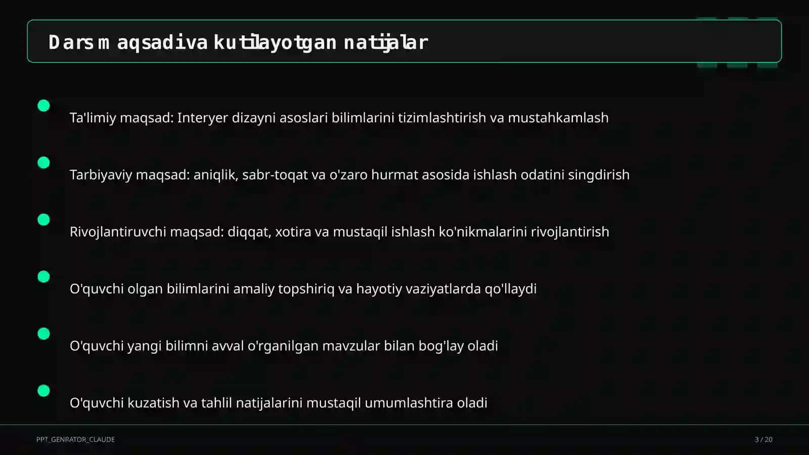 Interyer dizayni asoslari (8-sinf) 3