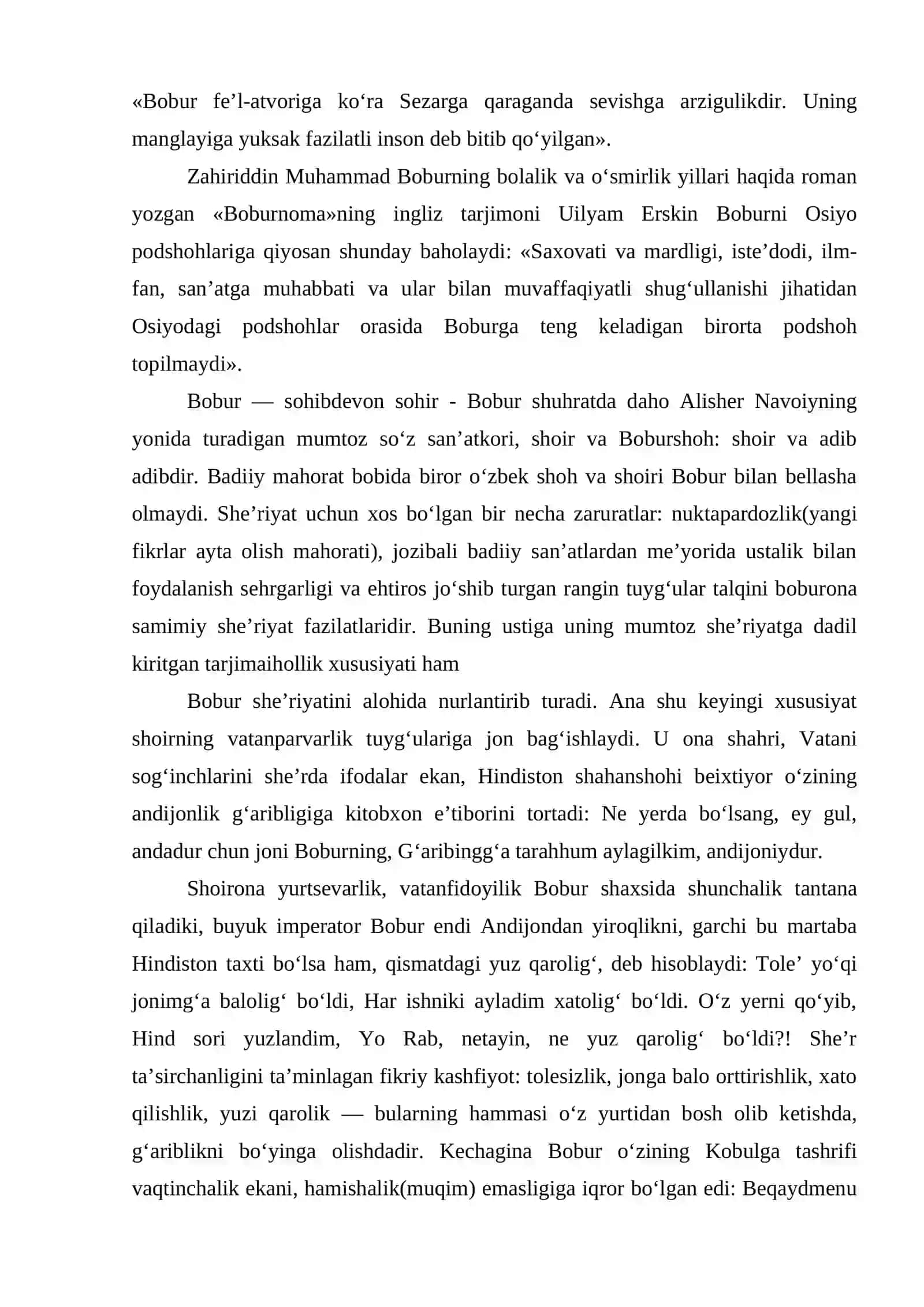 ZAHIRIDDIN MUHAMMAD BOBUR VA BOBURIYLAR MEROSIDA TARBIYAGA OID QARASHLAR 3