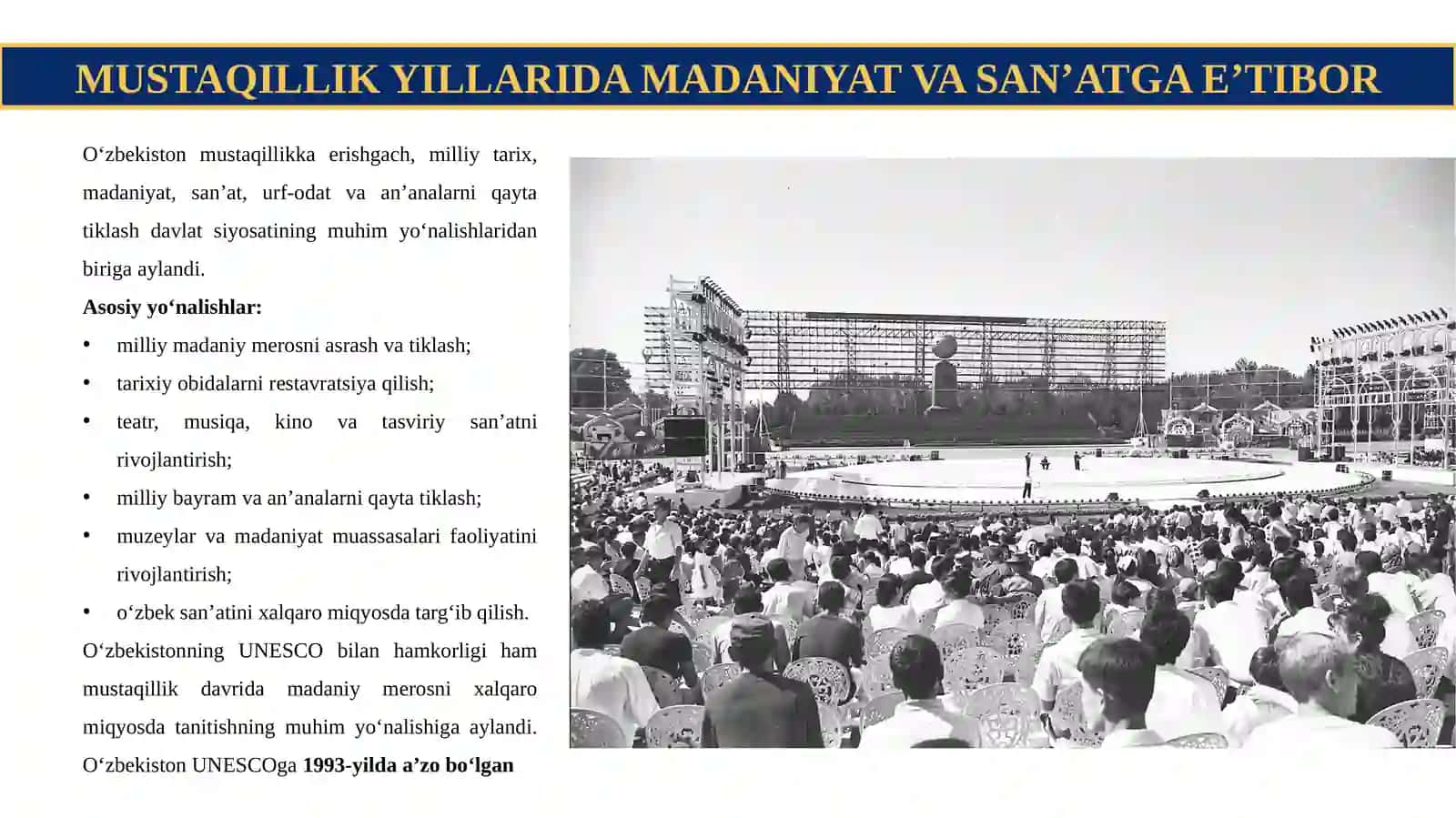 MUSTAQILLIK YILLARIDA MADANIYAT VA SAN’ATGA E’TIBOR 3