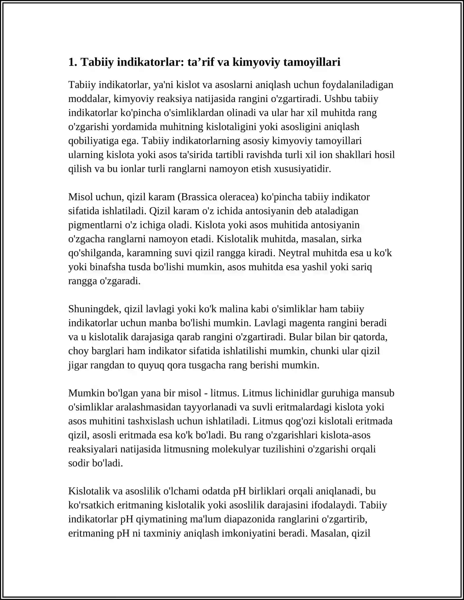 RANGLAR TILIDA KIMYO. TABIIY INDEKATORLAR YORDAMIDA KISLOTA VA ASOSLARNI ANIQLAYMIZ 3