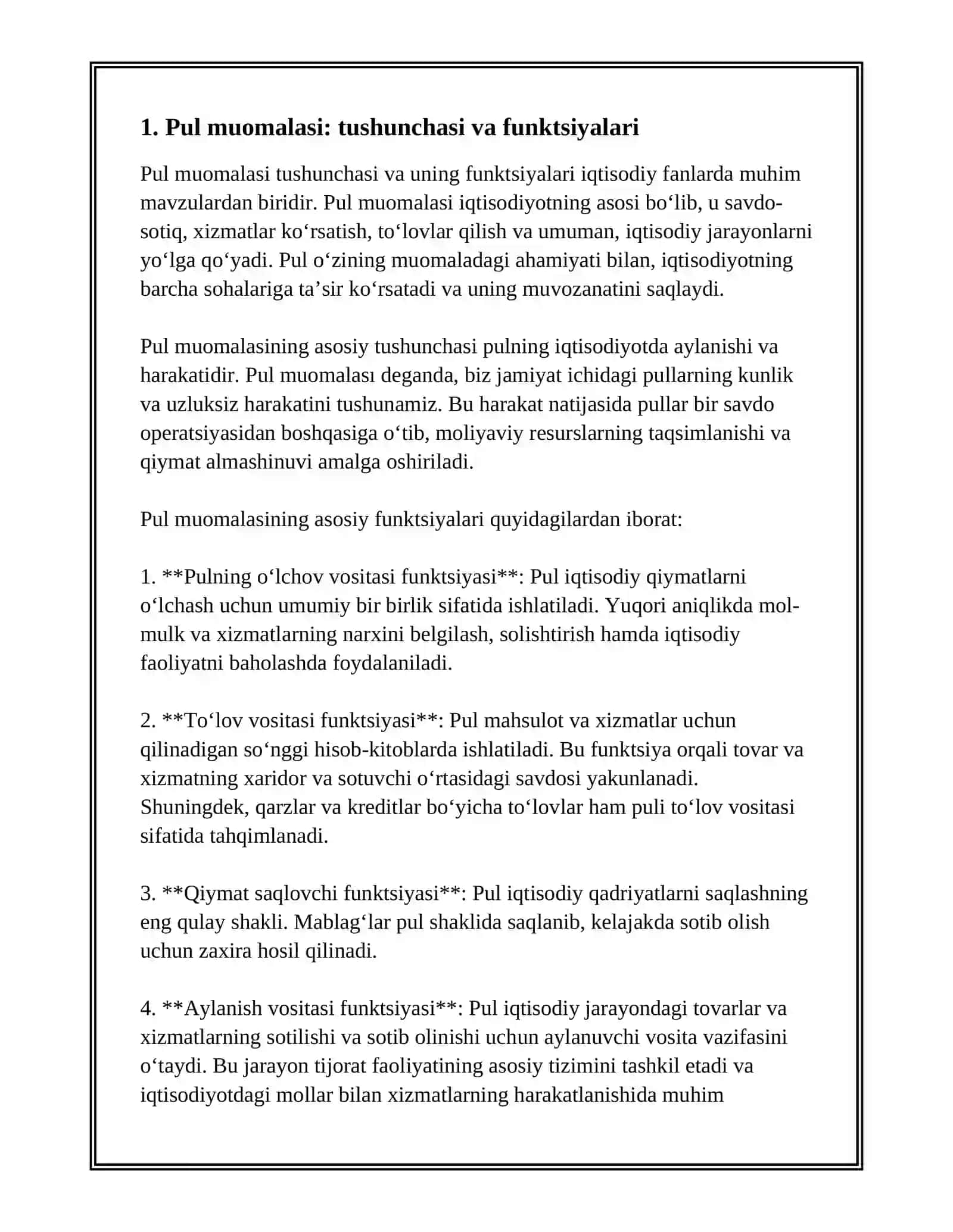 PUL MUOMALASI VA UNING AMAL QILISH QONUNIYATLARI 3