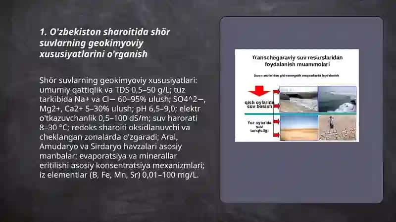 O'zbekiston sharoitida shör suvlarni chuchuklashtirish g'oyasini yaratish Rajabturdiyeva Shirin 3