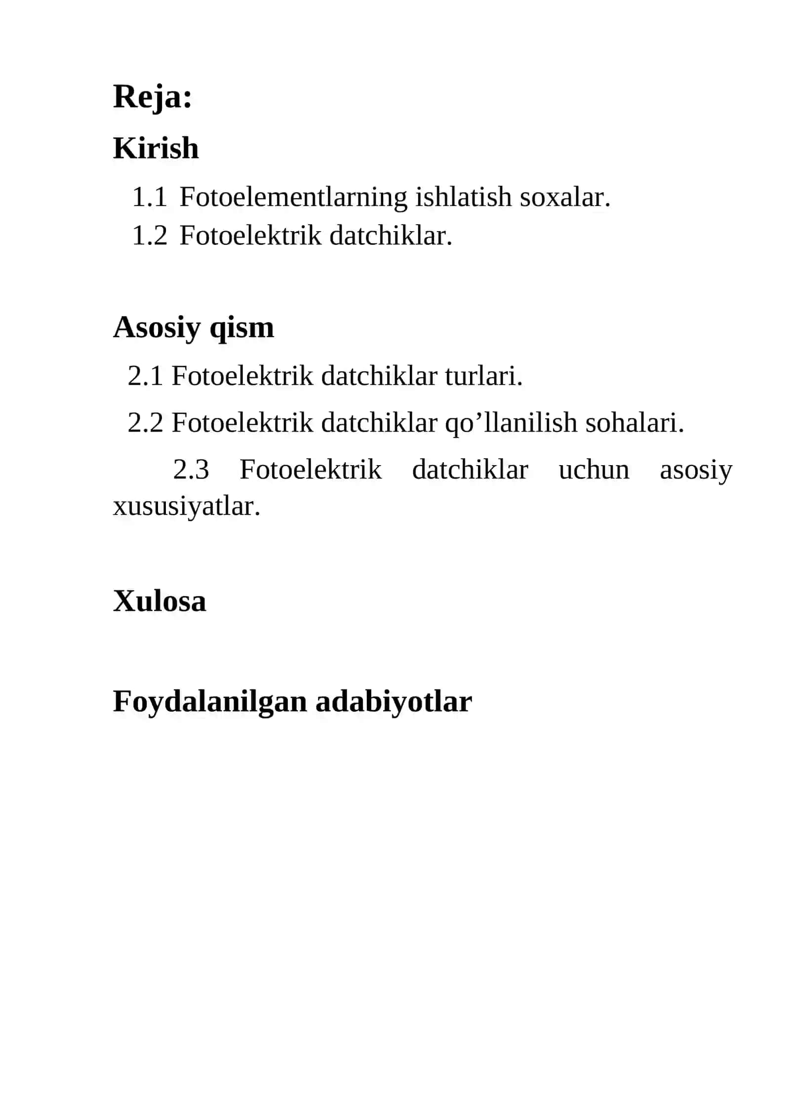 KURS ISHI: Fotoelektrik datchiklar qo'llanilishi 3