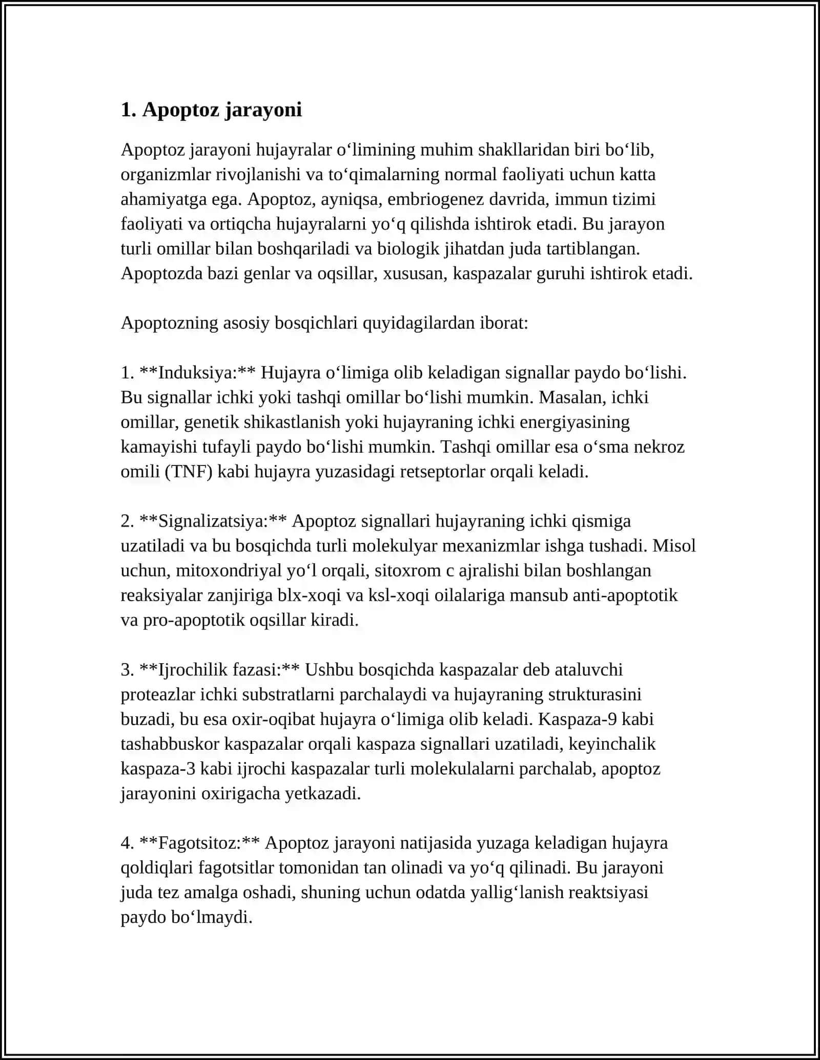 MUSTAQIL ISH Mavzu: APOPTOZ MEXANIZMLARI 3