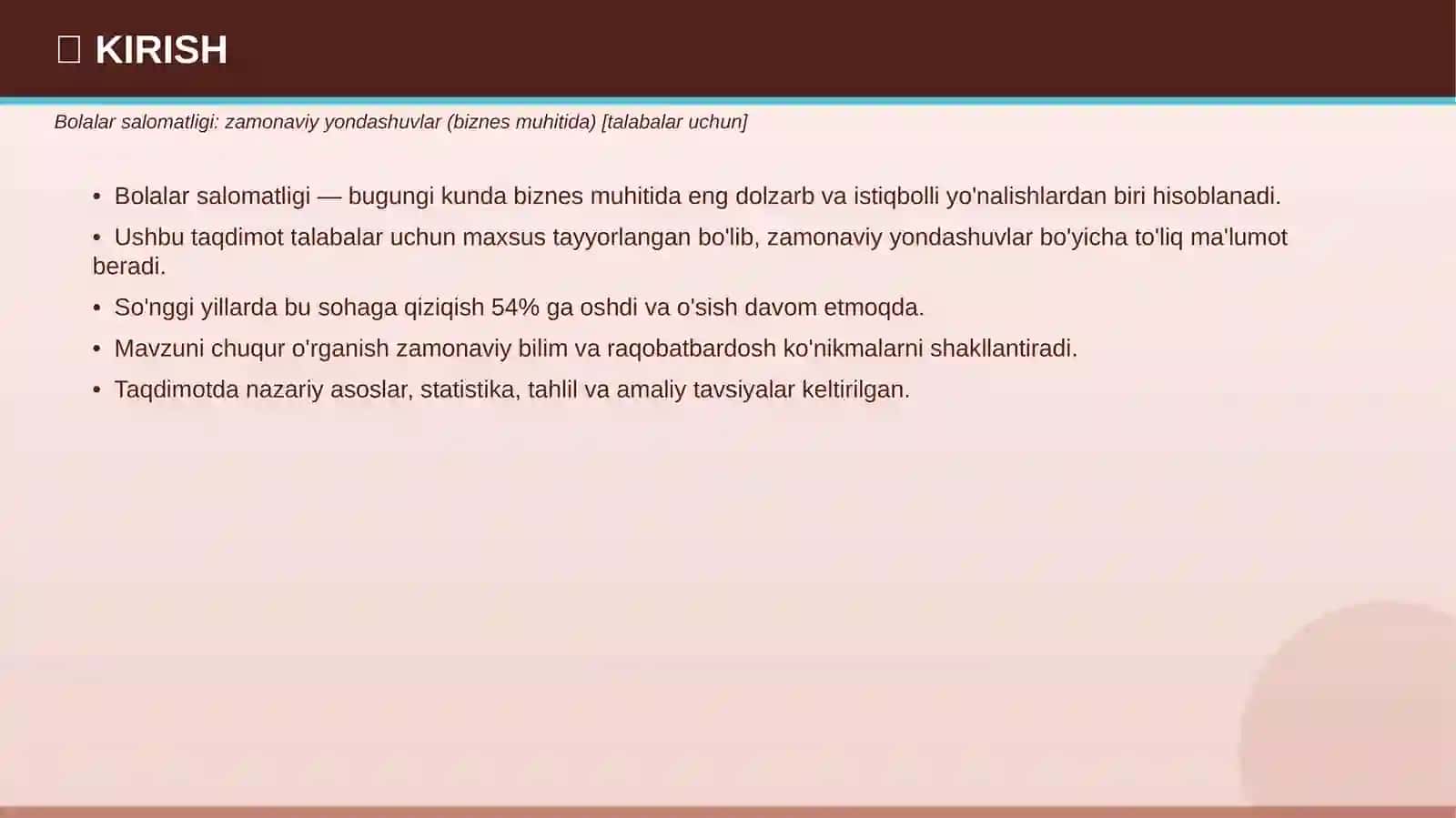 Bolalar salomatligi: zamonaviy yondashuvlar (biznes muhitida) [talabalar uchun] 3