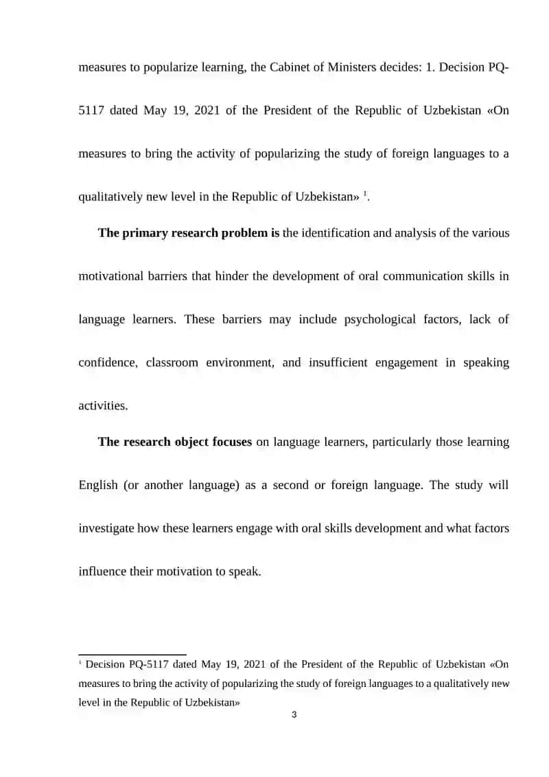 Problems of Motivating in Developing Oral Skills Course work 3