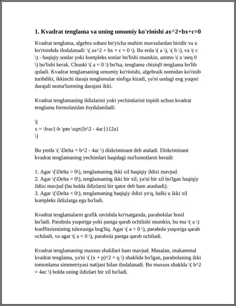 KVADRAT TENGLAMA TUSHUNCHASI 3